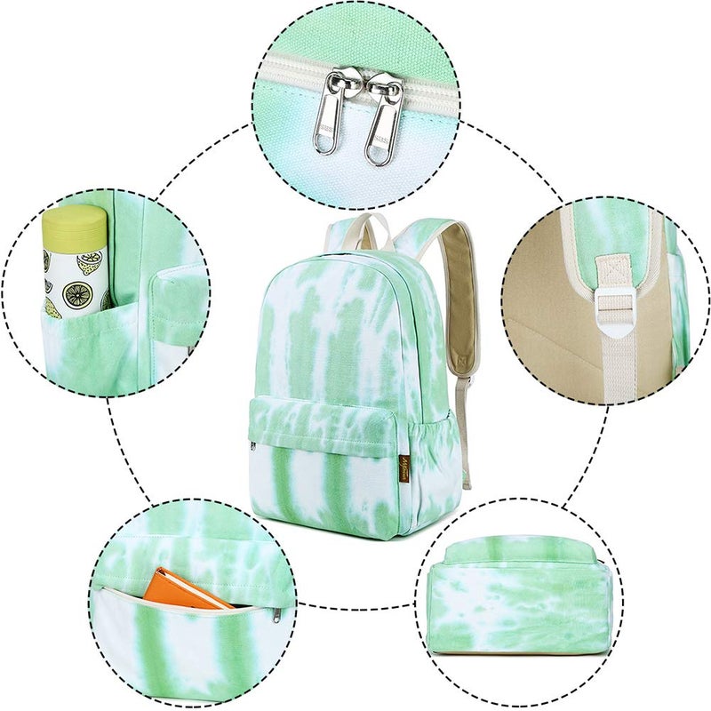 mygreen Canvas School Bag Backpack Girls, Ranibow Style Unisex Fashionable Canvas Zip Backpack School College Laptop Bag for Teens Girls Students - Image 4